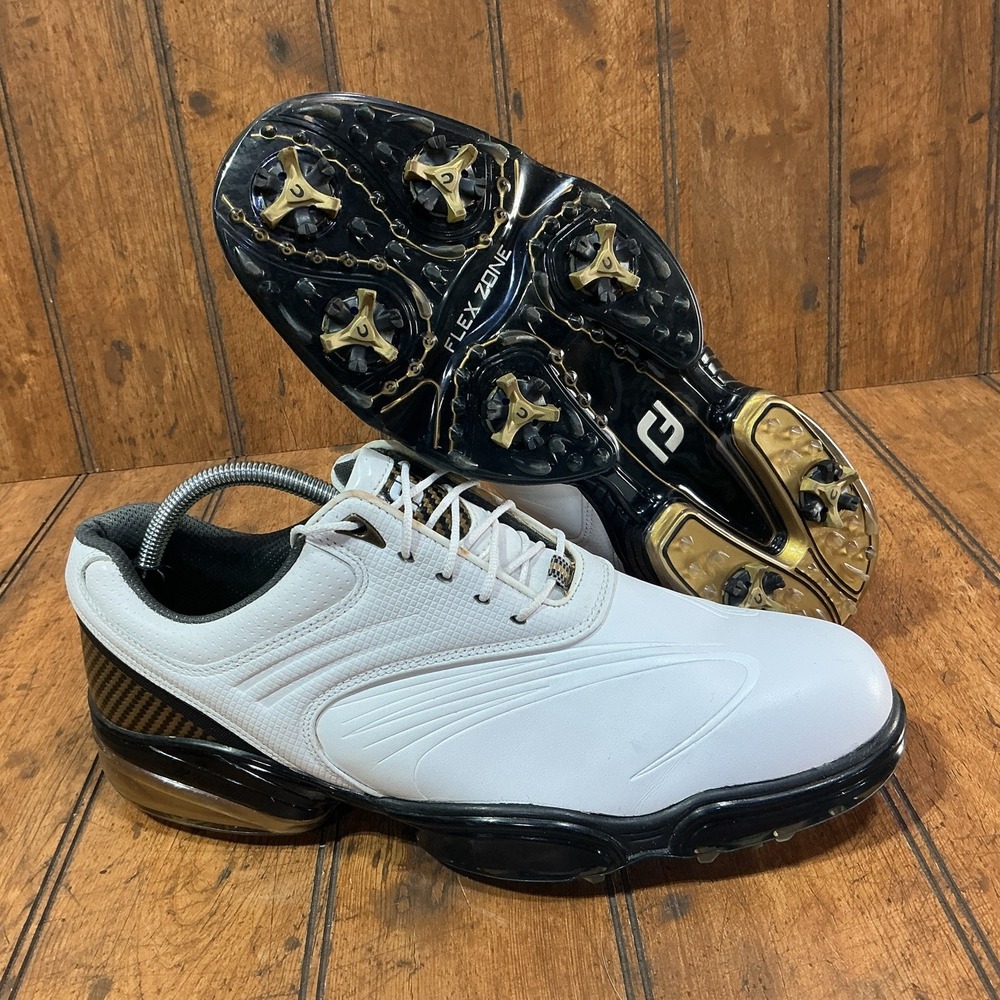 FootJoy Sport White and Black Leather Spike Golf Shoe Style 53163 Men's 10 M